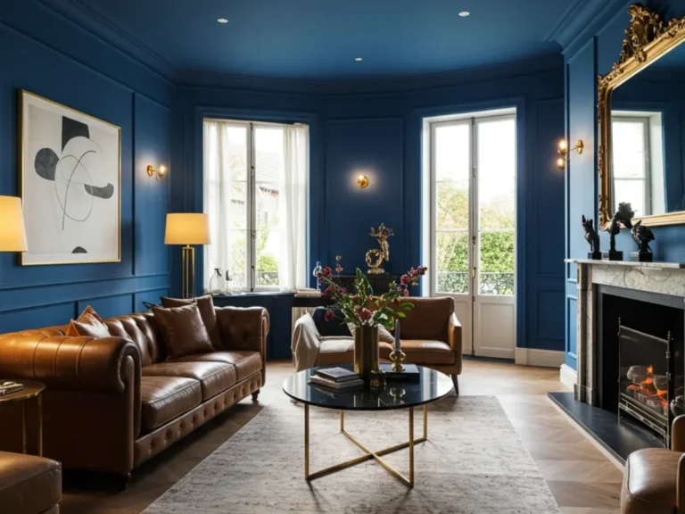 30 Luxurious Royal Blue & Rich Brown Living Room Ideas