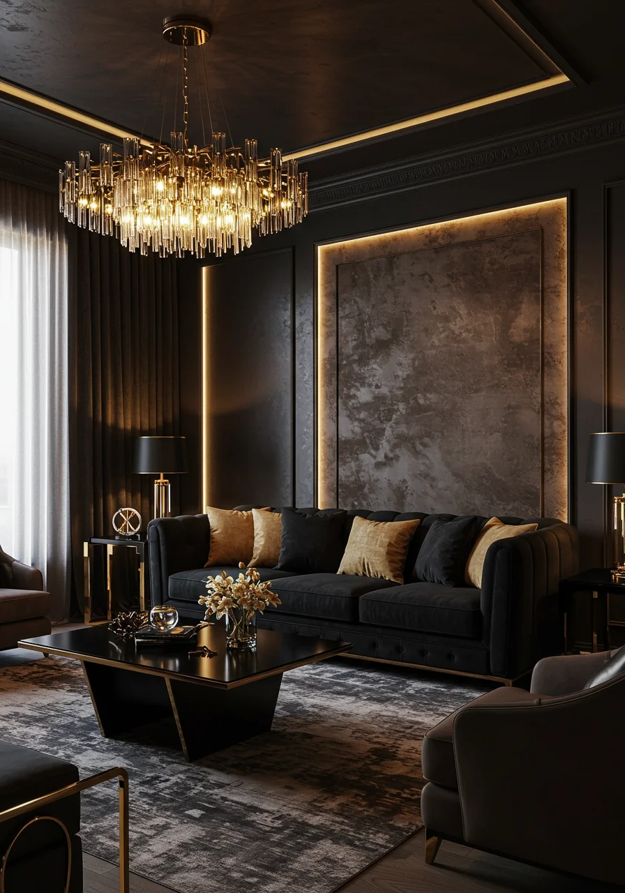 30 Luxurious Black and Brown Living Room Designs for Modern Elegance ...