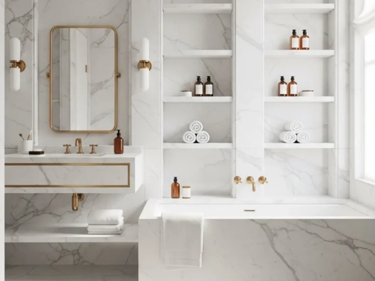 35 Luxurious White Marble Bathroom Inspirations