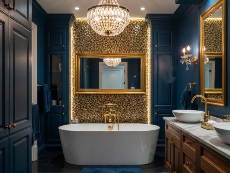 35 Navy & Gold Luxury Bathroom Designs for 2026