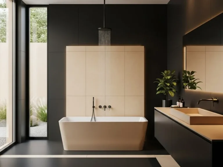 35 Stunning Ideas To Transform Your Bathroom With Beige And Matte Black Luxury Designs