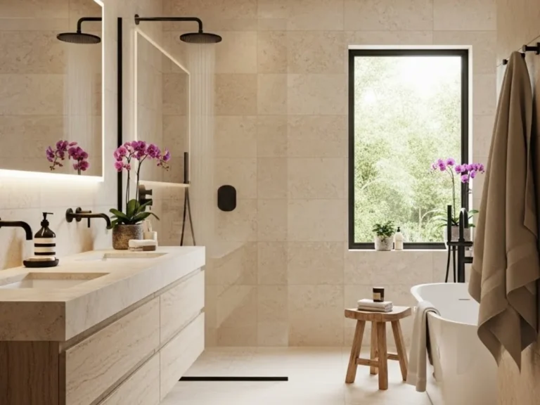 40 Stunning Cream and Matte Black Bathroom Design Ideas