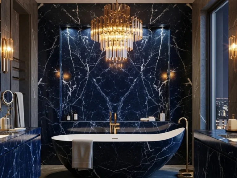 25 Luxury Midnight Blue And Charcoal Bathroom Design Ideas For A Bold Modern Retreat