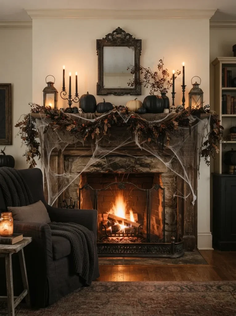 Cobweb Fireplace Decor