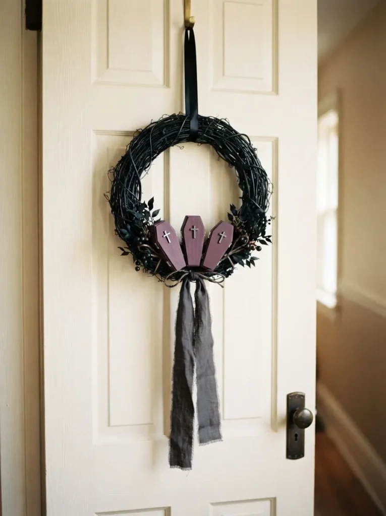Coffin Ribbon Wreath