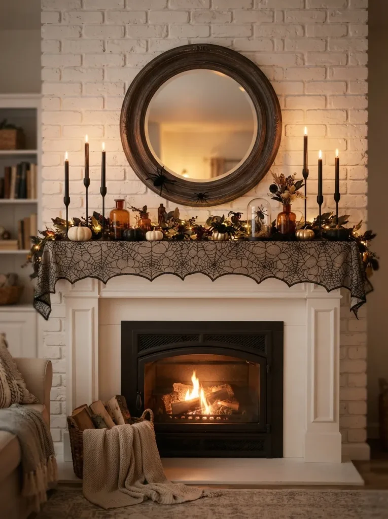 DIY Spiderweb Mantel