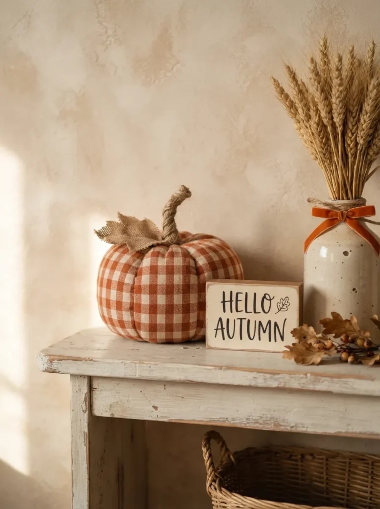 Gingham Pumpkin Accent
