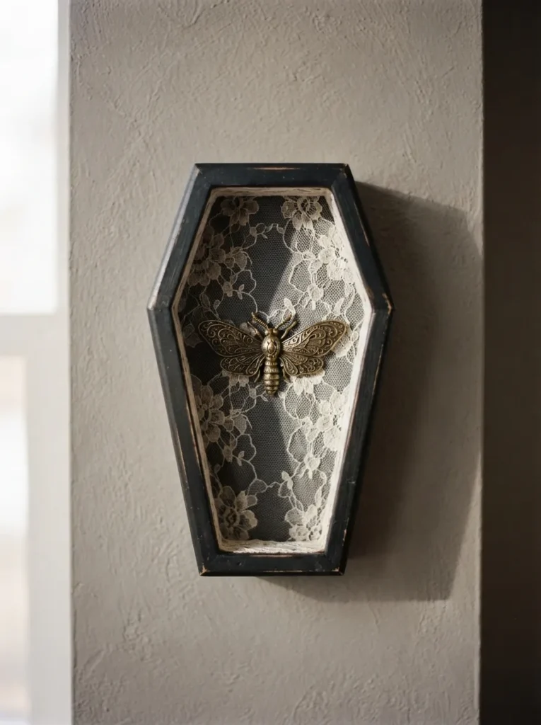Lace Lined Coffin Shadowbox