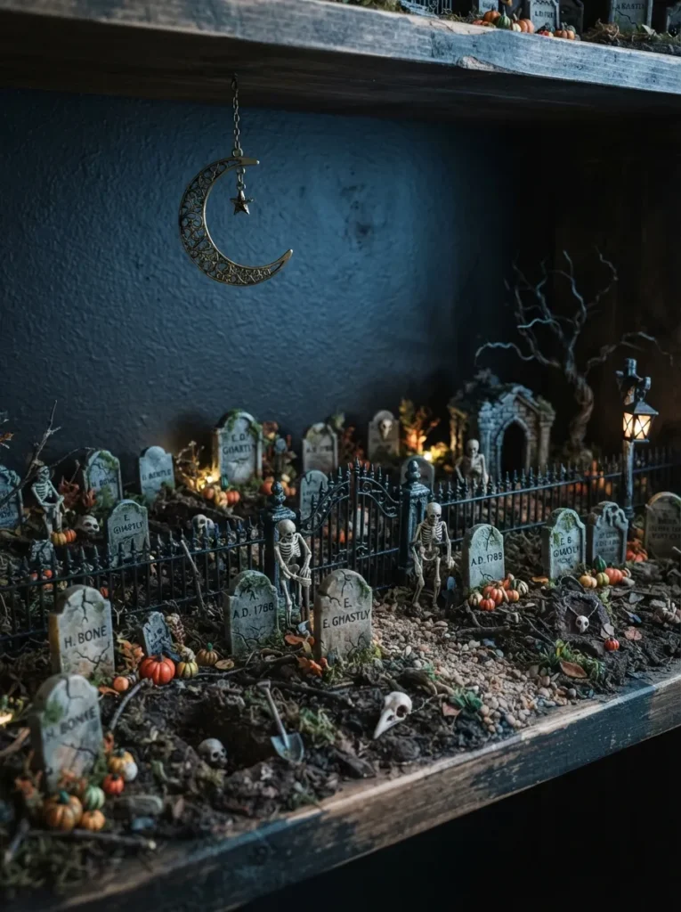 Midnight Cemetery Scene