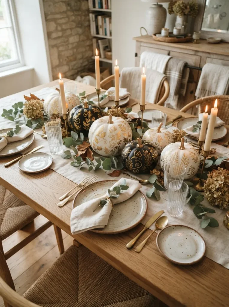 Painted Pumpkin Centerpieces