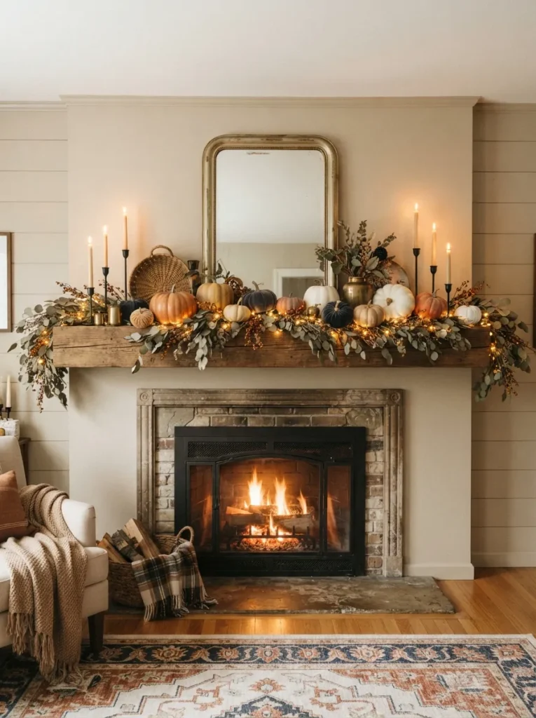 Pumpkin Mantel Arrangement