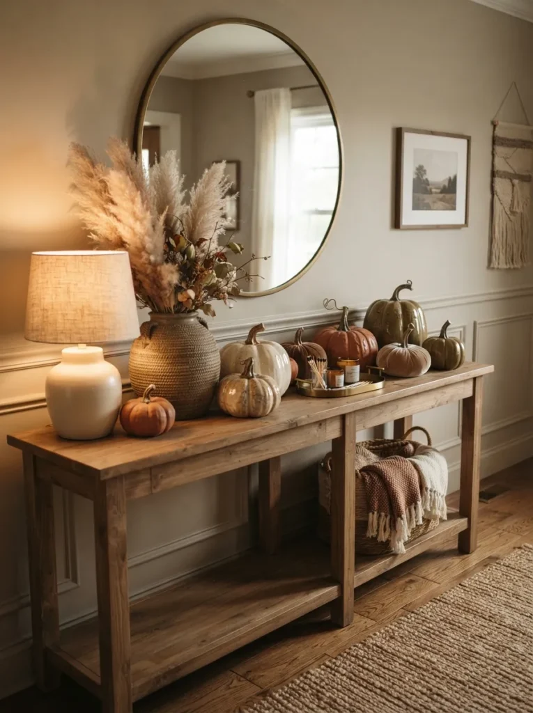 Textured Pumpkin Entryway Console