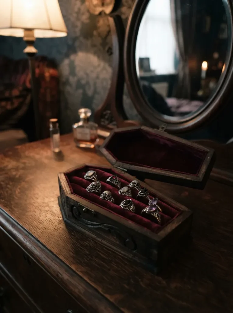 Velvet Coffin Ring Display