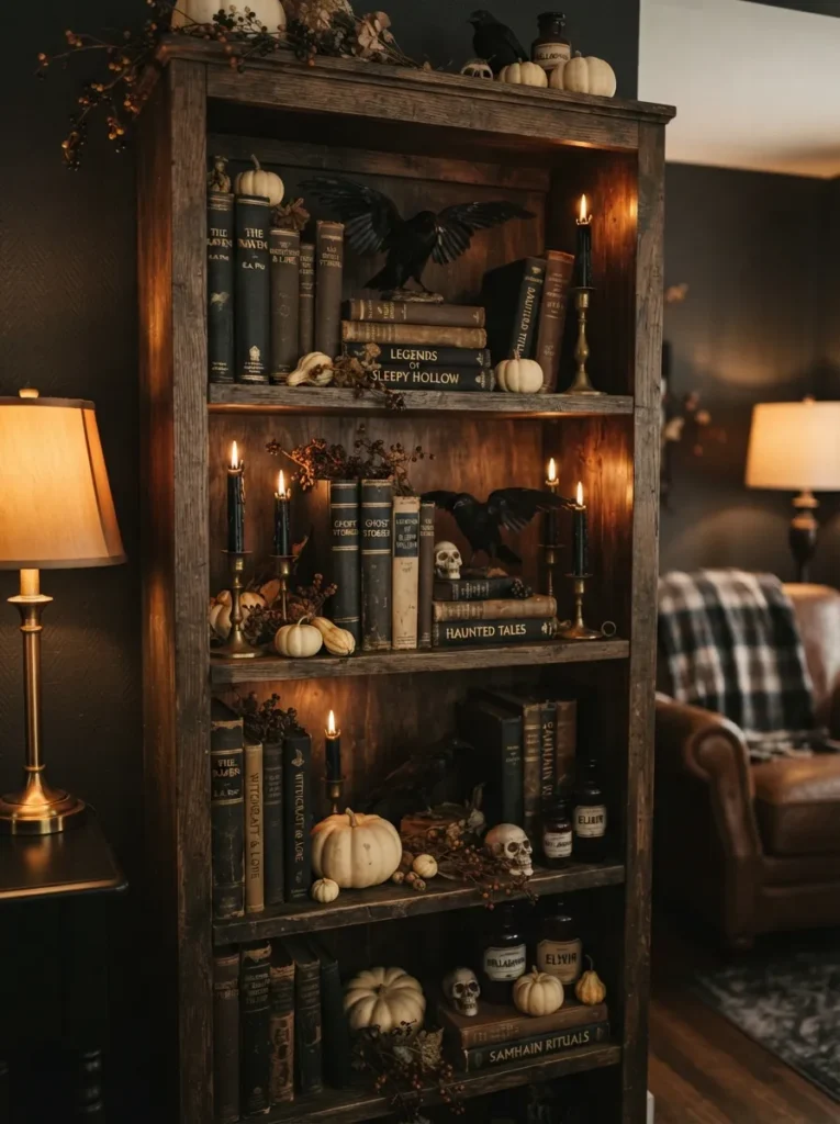 Vintage Halloween Bookshelf